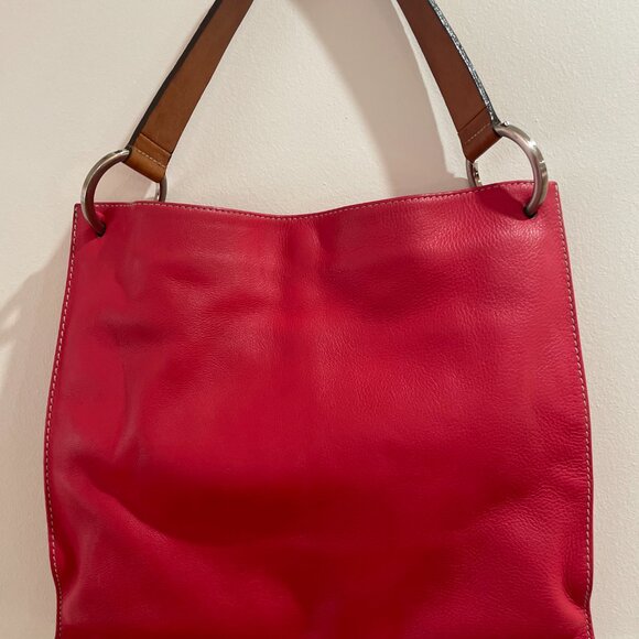 LUIS ESTEVE Red Leather Shoulder Bag Purse With Handle Made in Spain - Picture 3 of 4